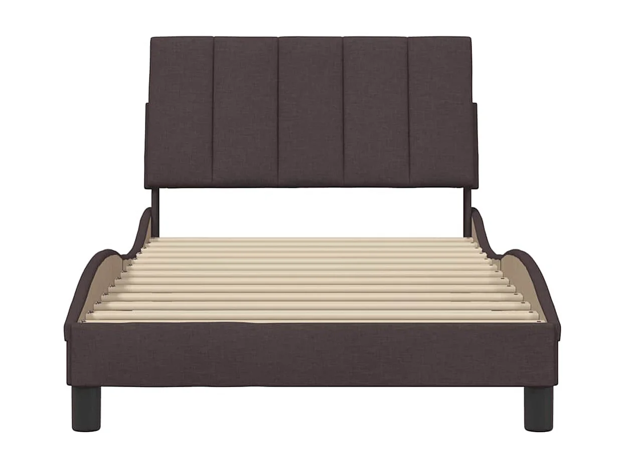 Cadre de lit sans matelas marron foncé 100x200 cm tissu