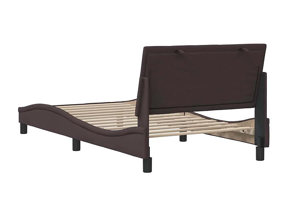 Cadre de lit sans matelas marron foncé 100x200 cm tissu