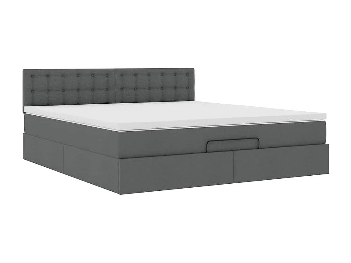 Cadre de lit ottoman avec matelas gris foncé 180x200 cm tissu