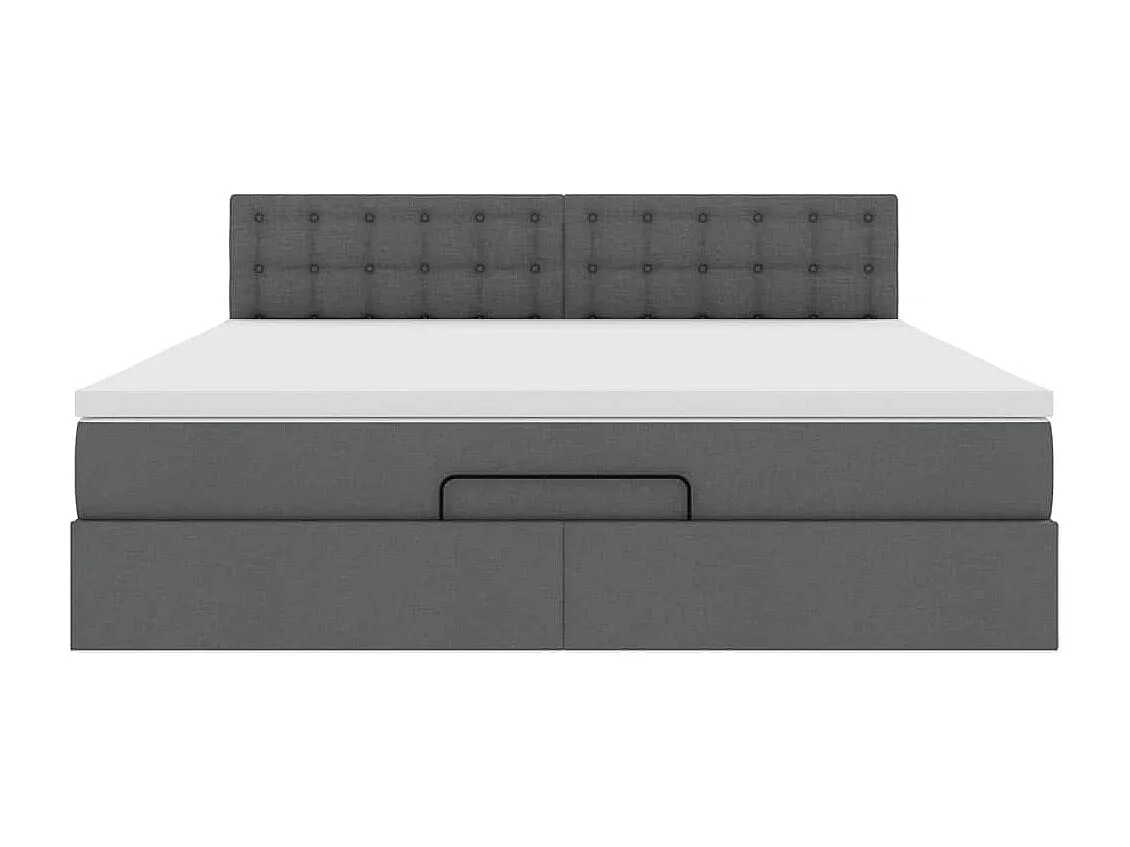 Cadre de lit ottoman avec matelas gris foncé 180x200 cm tissu