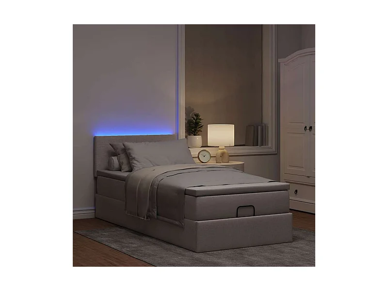 Cama otomana com colchão 90x200 cm tecido cinza