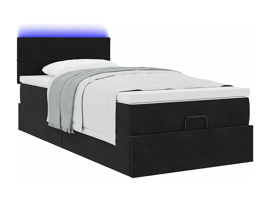 Cadre de lit ottoman avec matelas noir 80x200 cm velours
