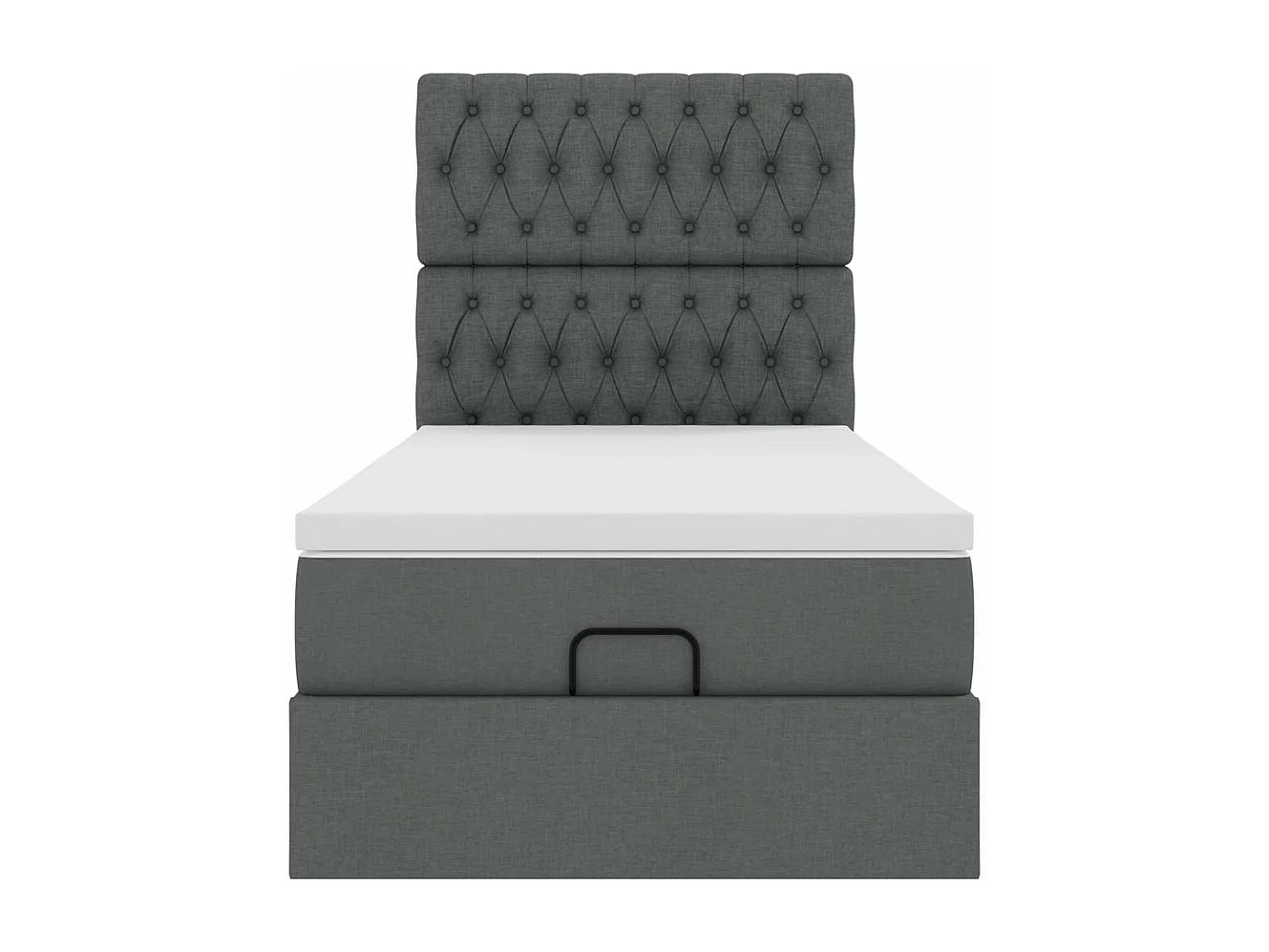 Cadre de lit ottoman avec matelas gris foncé 90x200 cm tissu