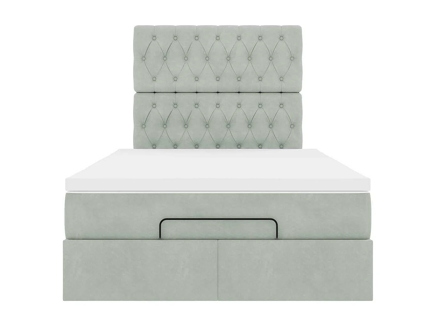 Cadre de lit ottoman avec matelas gris clair 120x190 cm velours