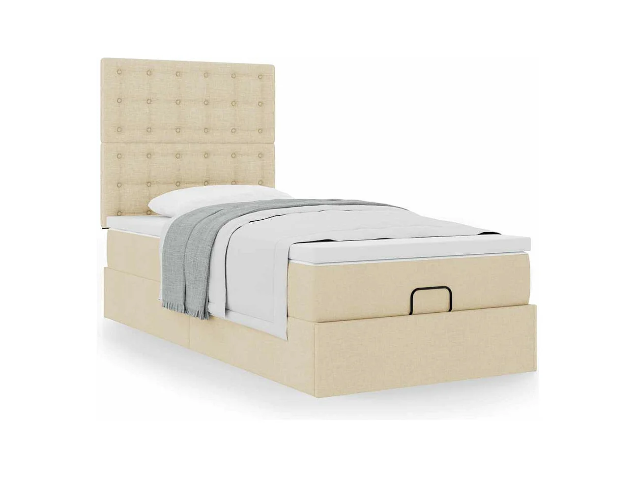 Ottoman bed met matras 90x190cm stof crèmekleurig