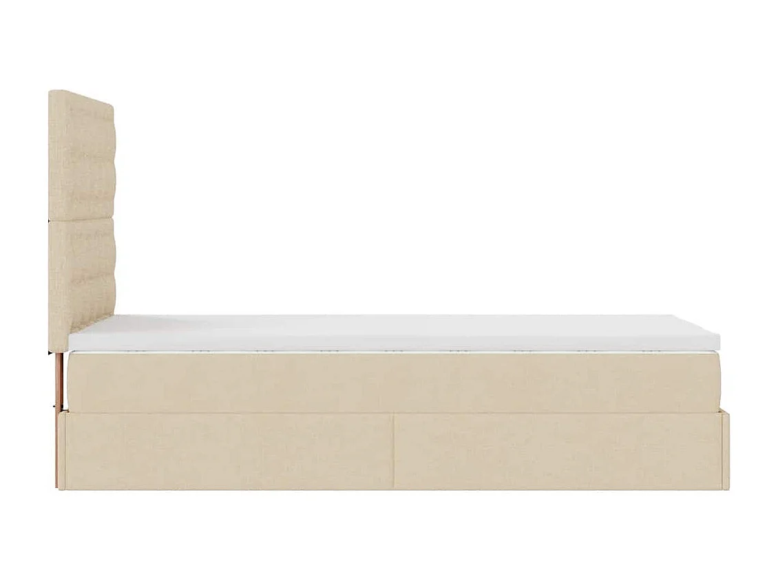 Estructura de cama otomana con colchón tela crema 90x190cm