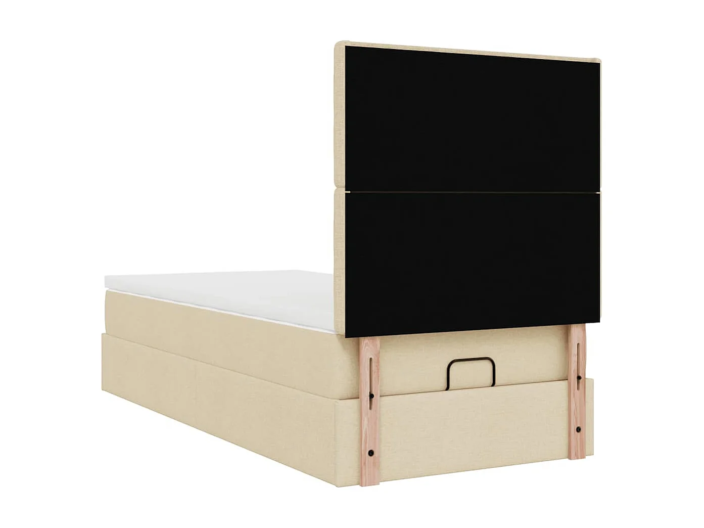 Estructura de cama otomana con colchón tela crema 90x190cm