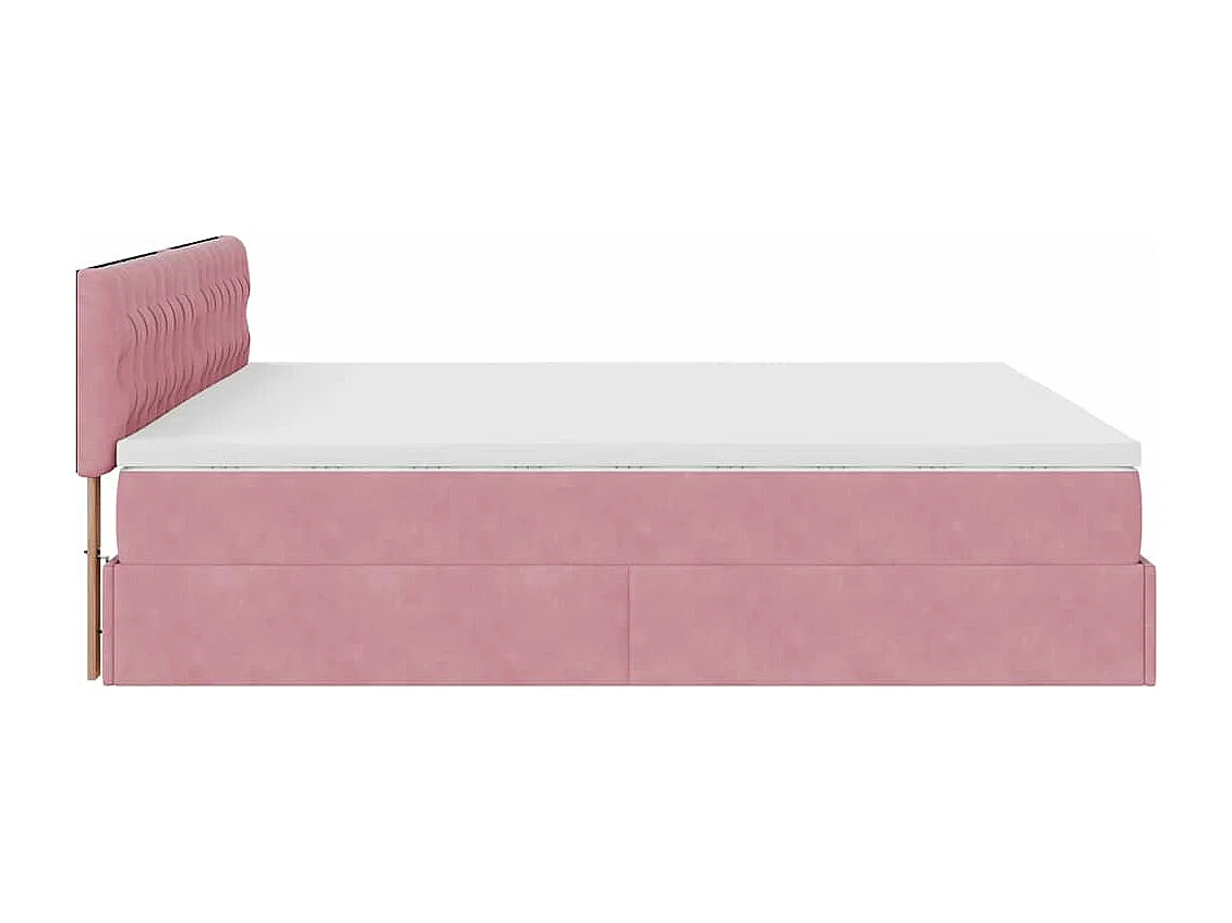 Cadre de lit ottoman avec matelas rose 180x200 cm velours
