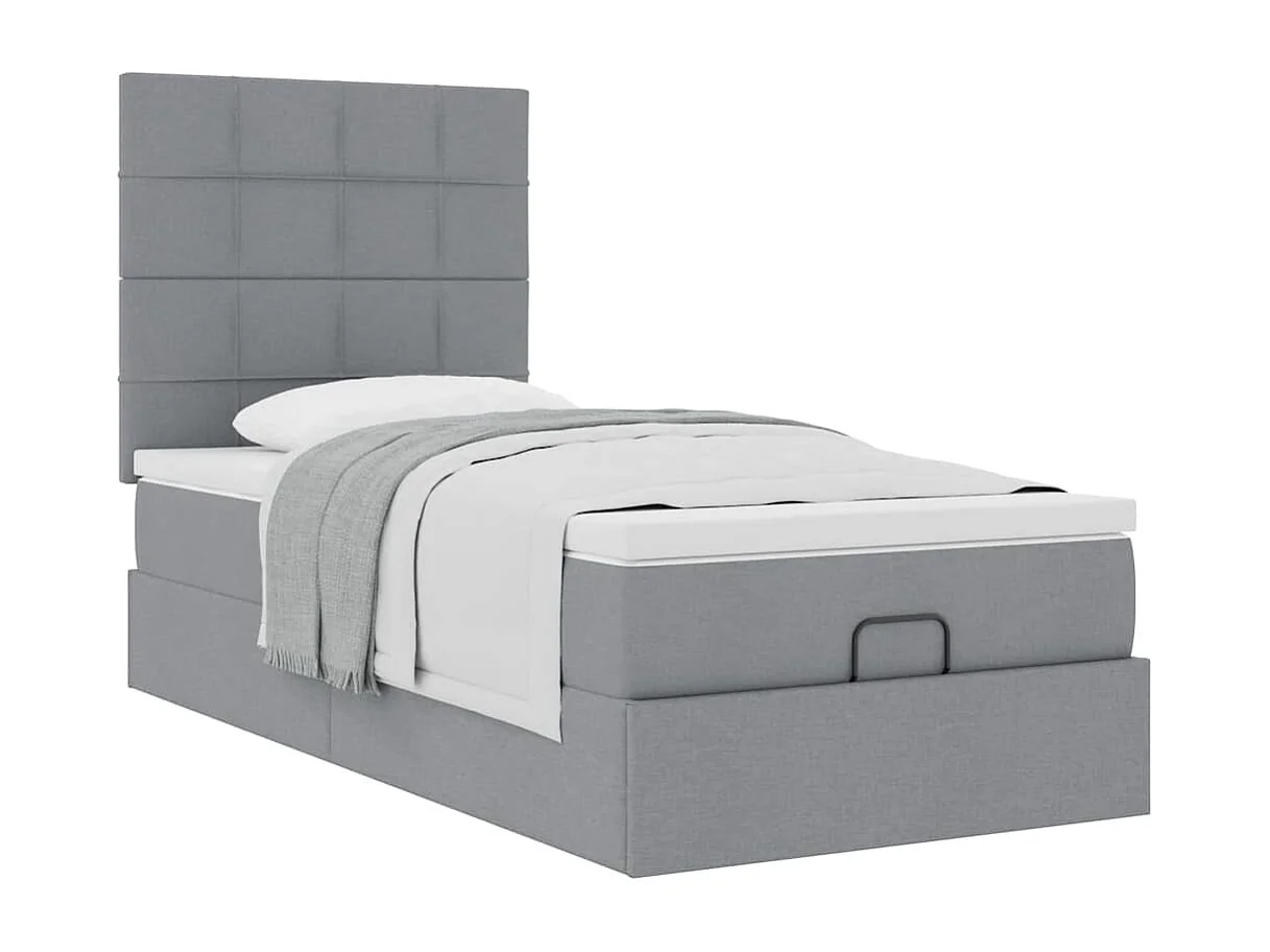 Ottoman bed met matras 90x190cm stof lichtgrijs