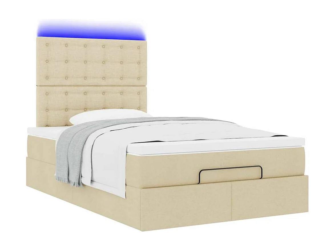 Cadre de lit ottoman avec matelas crème 120x200cm tissu