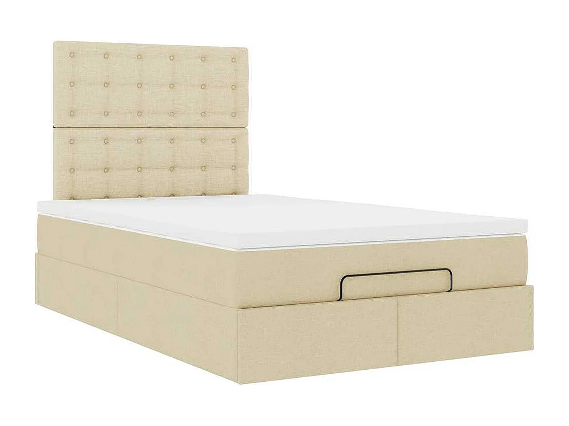 Cadre de lit ottoman avec matelas crème 120x200cm tissu