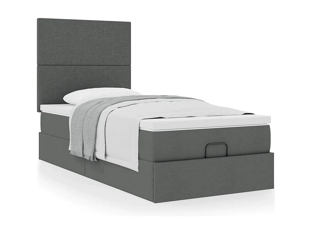 Cadre de lit ottoman avec matelas gris foncé 100x200 cm tissu