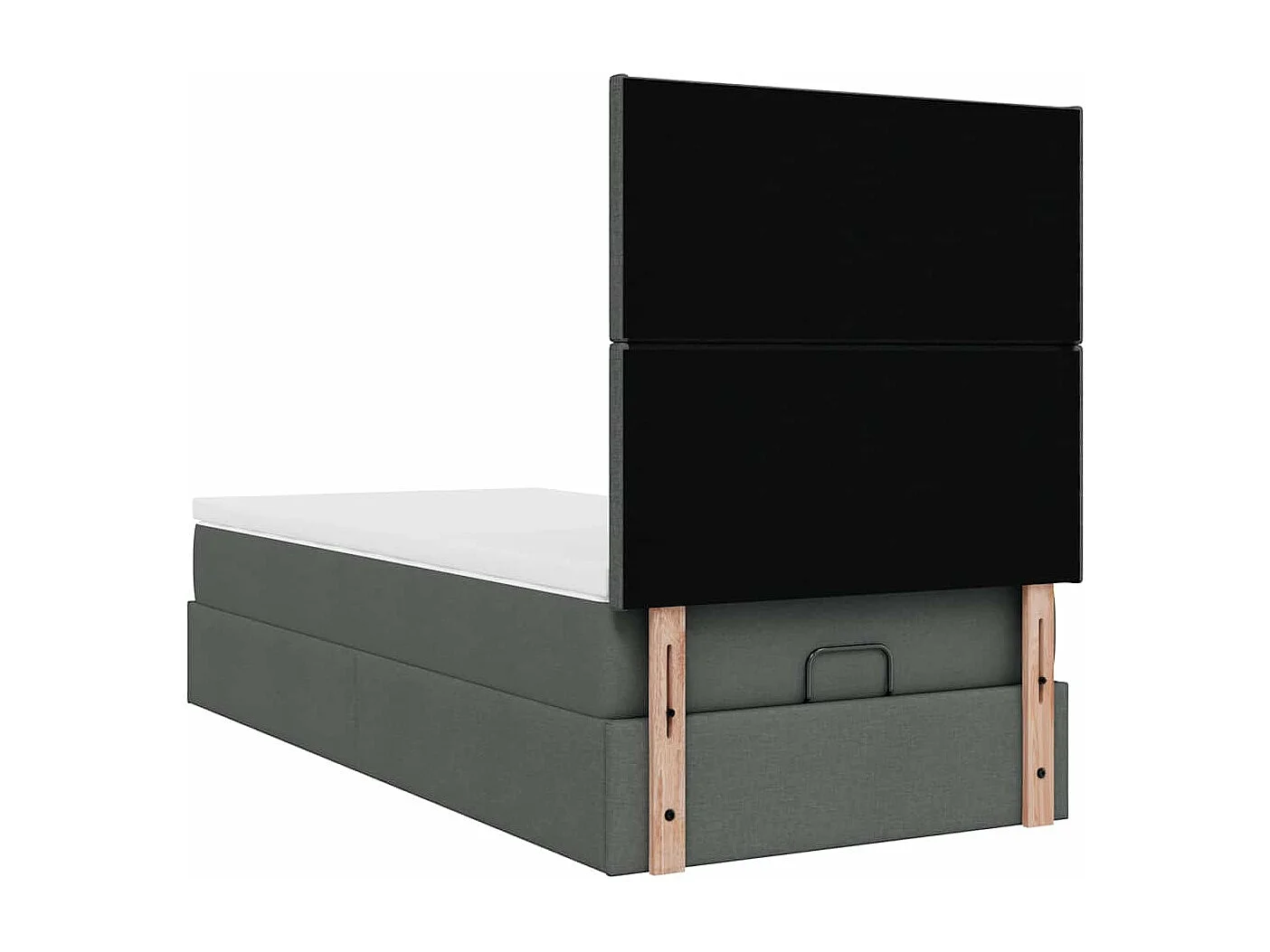 Cadre de lit ottoman avec matelas gris foncé 100x200 cm tissu