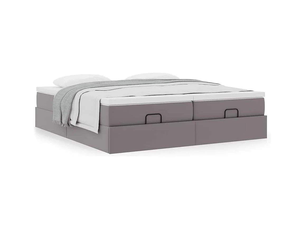 Cadre de lit ottoman avec matelas gris 180x200 cm similicuir