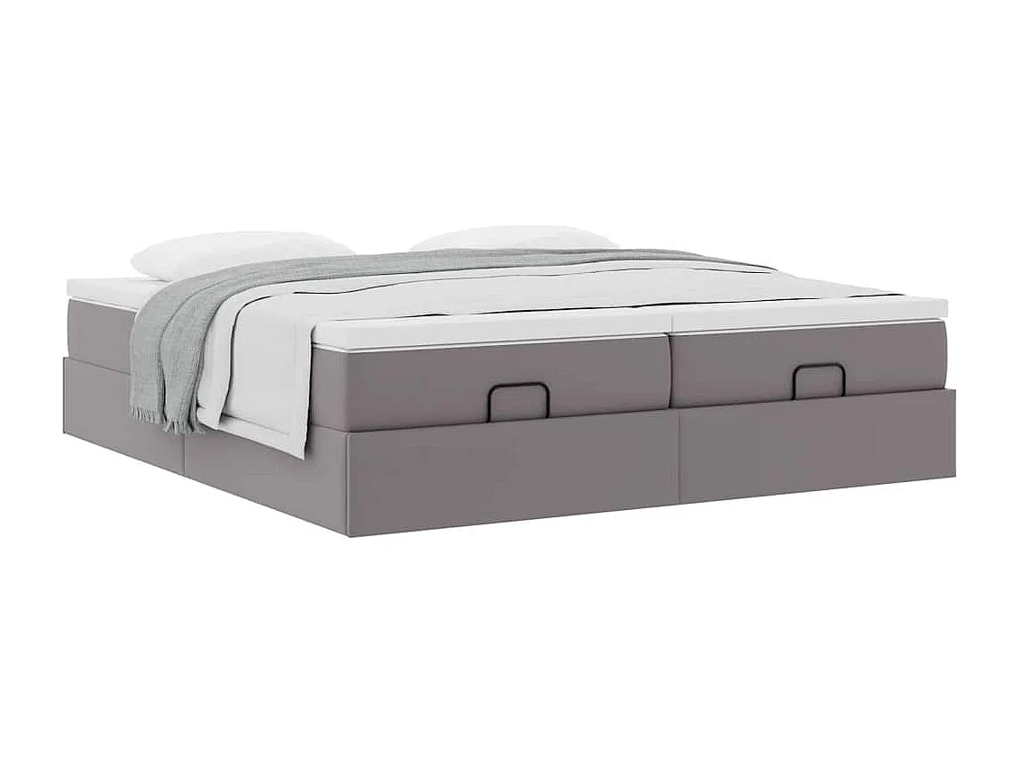 Cadre de lit ottoman avec matelas gris 180x200 cm similicuir