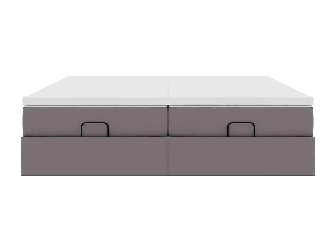 Cadre de lit ottoman avec matelas gris 180x200 cm similicuir