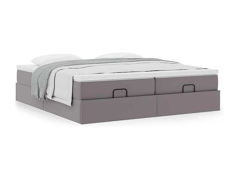 Ottoman bed met matrassen 180x200cm kunstleer grijs