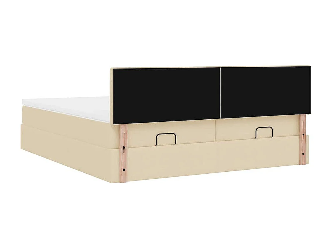 Estructura de cama otomana con colchones tela crema 160x200cm