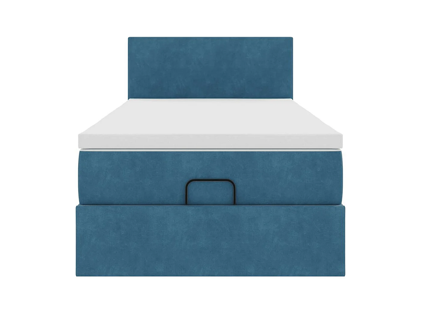 Cadre de lit ottoman avec matelas bleu foncé 90x190 cm velours