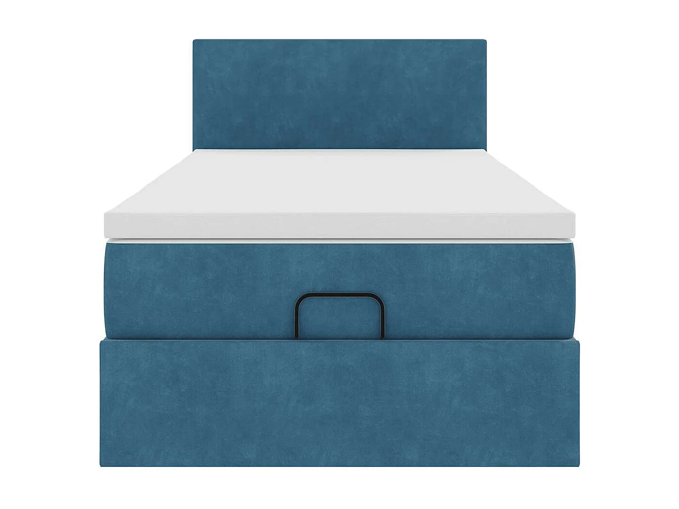 Estrutura cama otomana com colchão azul escuro 90x190cm veludo