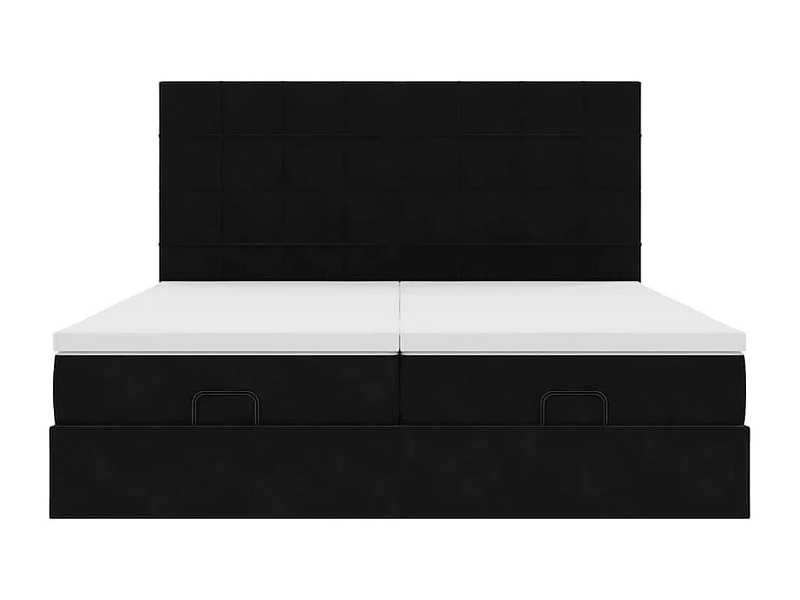 Cadre de lit ottoman avec matelas noir 160x200 cm velours