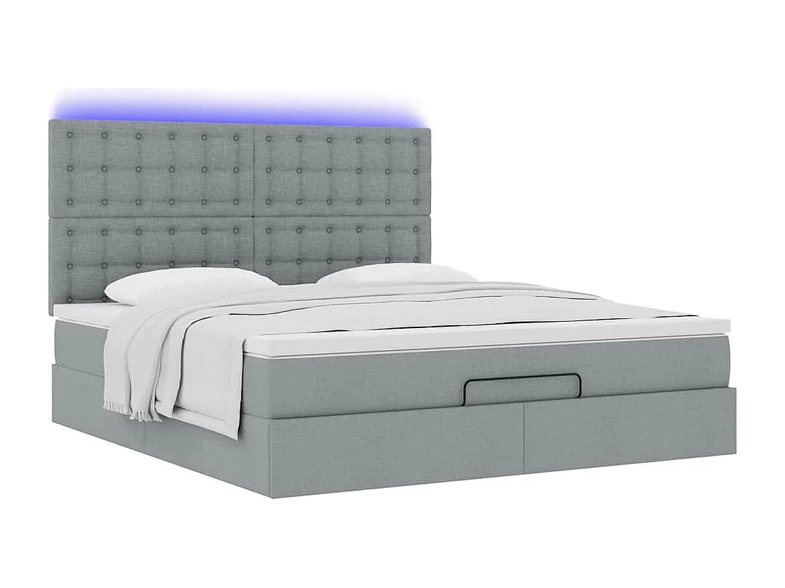 Estructura de cama otomana colchón tela gris claro 180x200cm