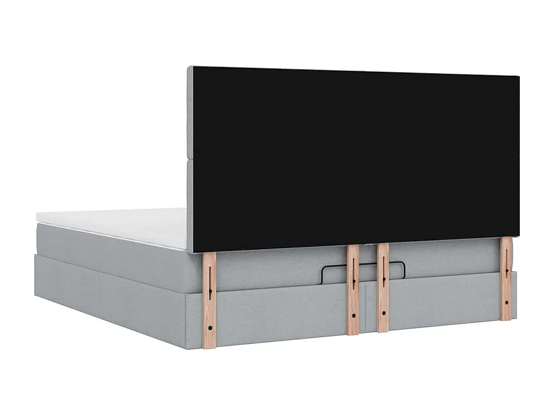 Estructura de cama otomana colchón tela gris claro 180x200cm