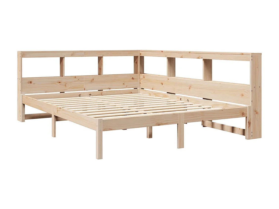 Lit bibliothèque sans matelas 135x190 cm bois de pin massif