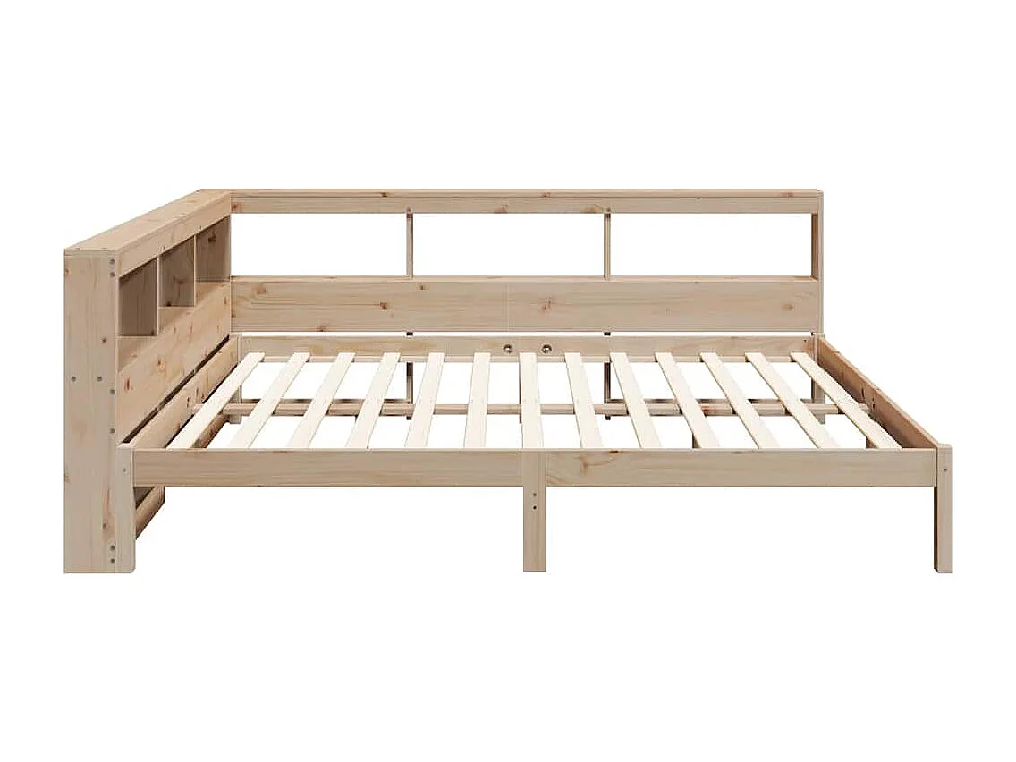 Bed met boekenkastukkenzonder matras massief grenenhout 135x190 cm