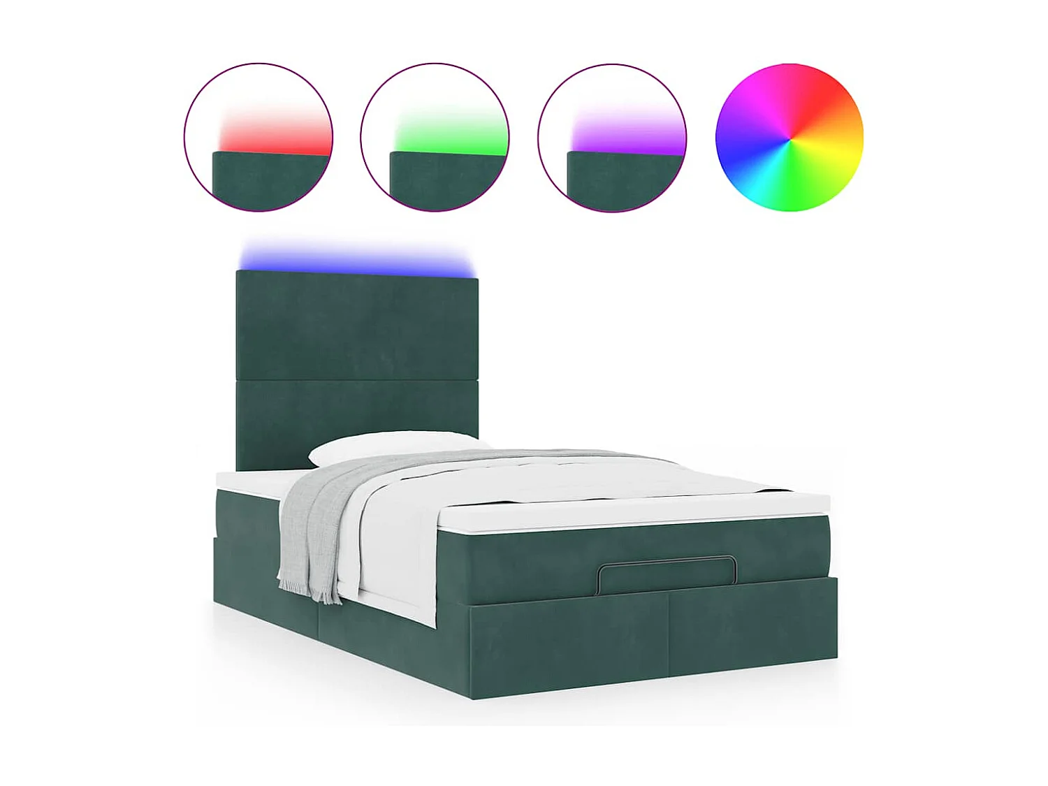 Cadre de lit ottoman avec matelas vert foncé 120x200 cm velours