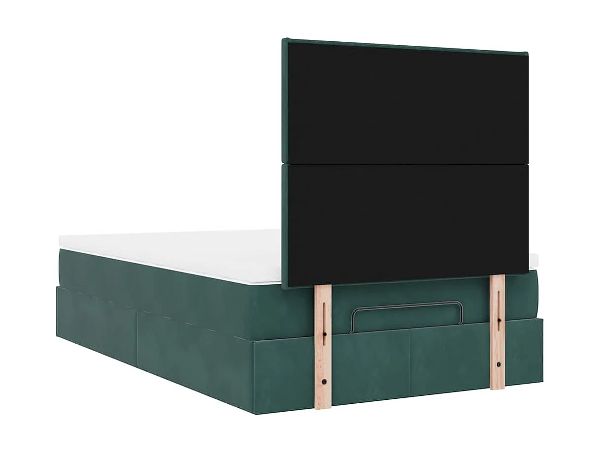 Cadre de lit ottoman avec matelas vert foncé 120x200 cm velours