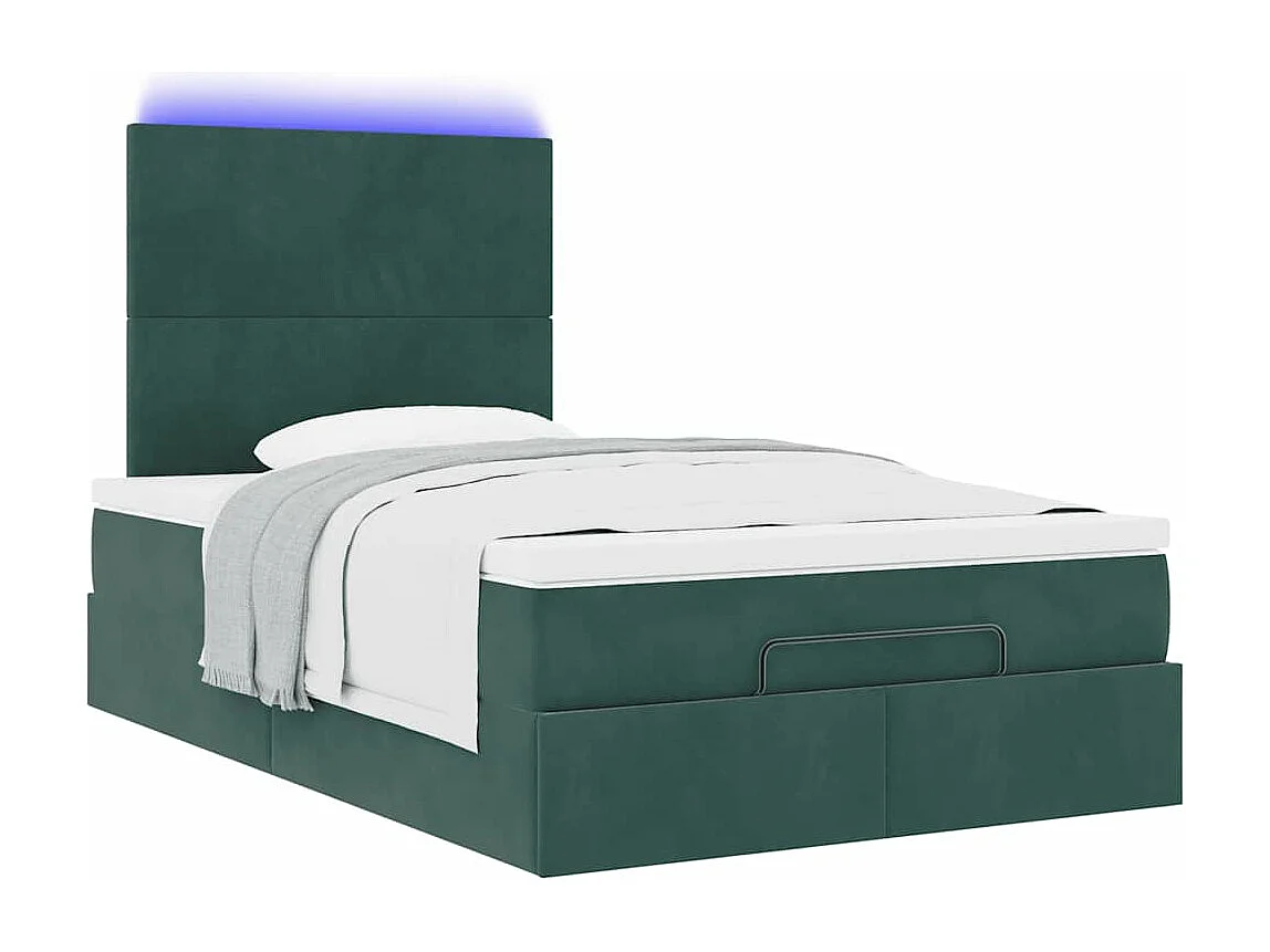 Cadre de lit ottoman avec matelas vert foncé 120x200 cm velours