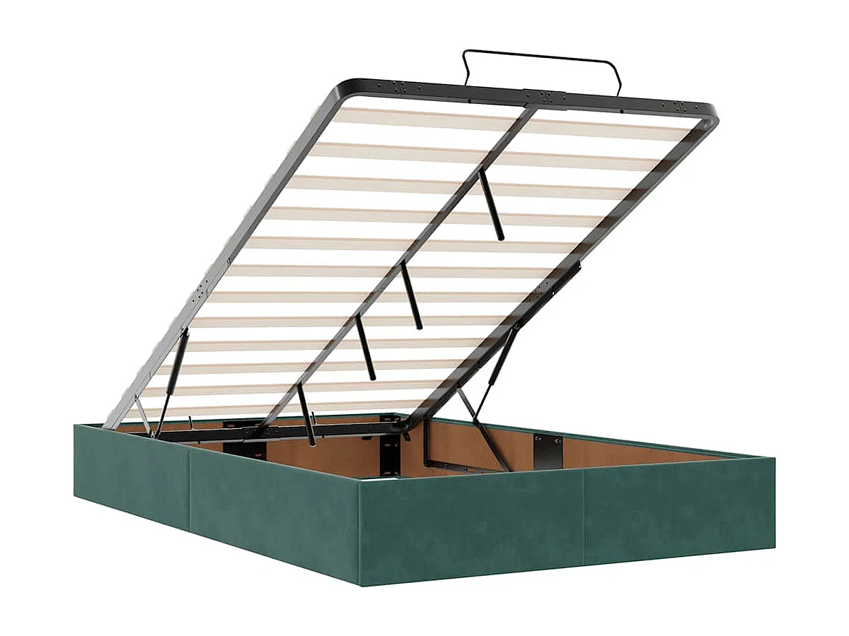 Cadre de lit ottoman avec matelas vert foncé 120x200 cm velours