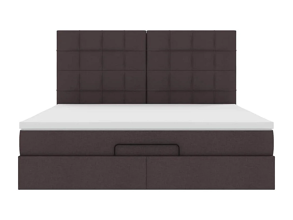 Cadre de lit ottoman avec matelas marron foncé 180x200 cm tissu