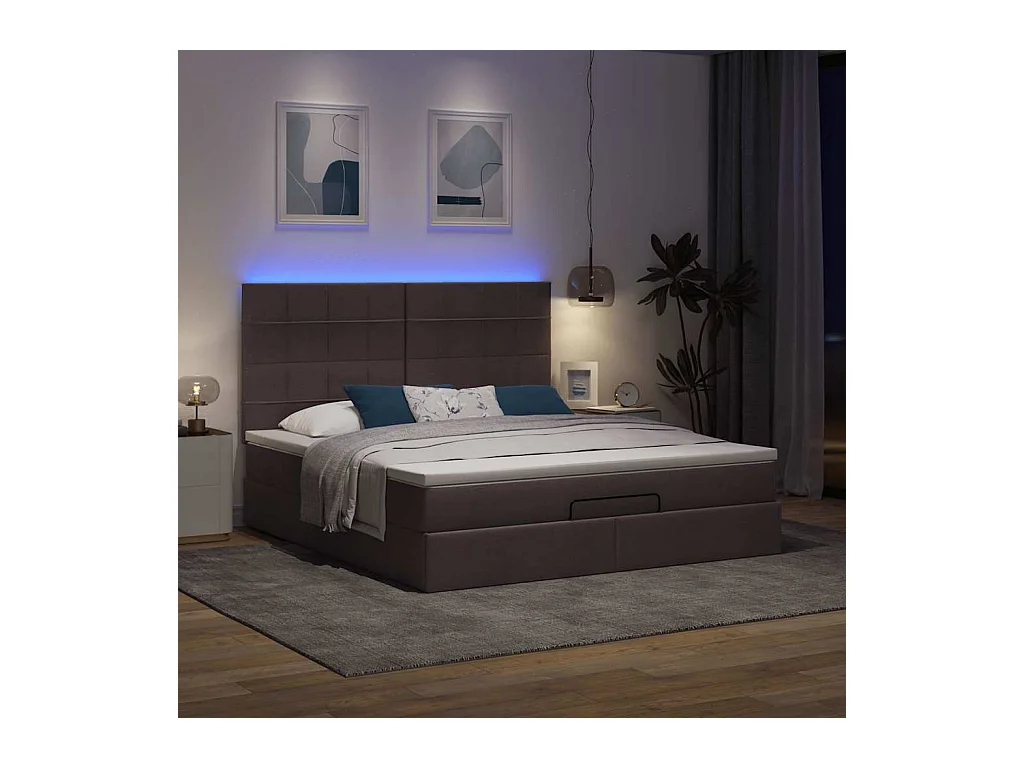 Estrutura de cama otomana com colchão 180x200cm castanho escuro