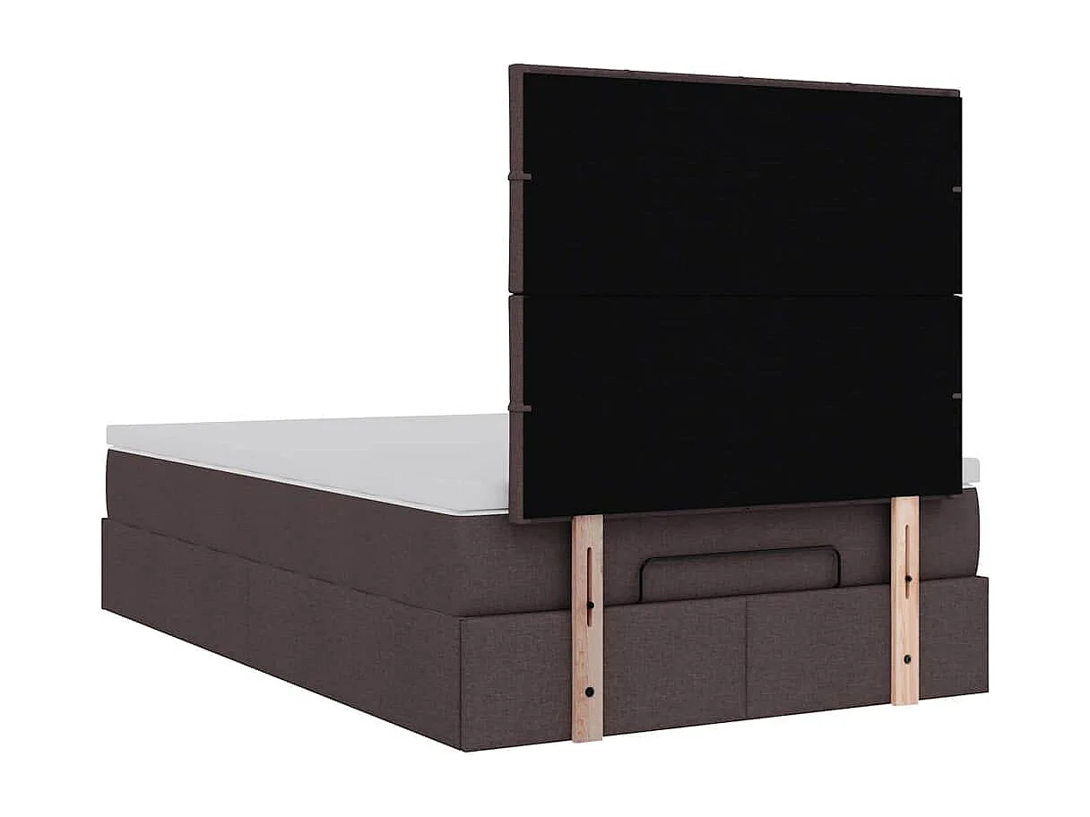 Cadre de lit ottoman avec matelas marron foncé 120x200 cm tissu