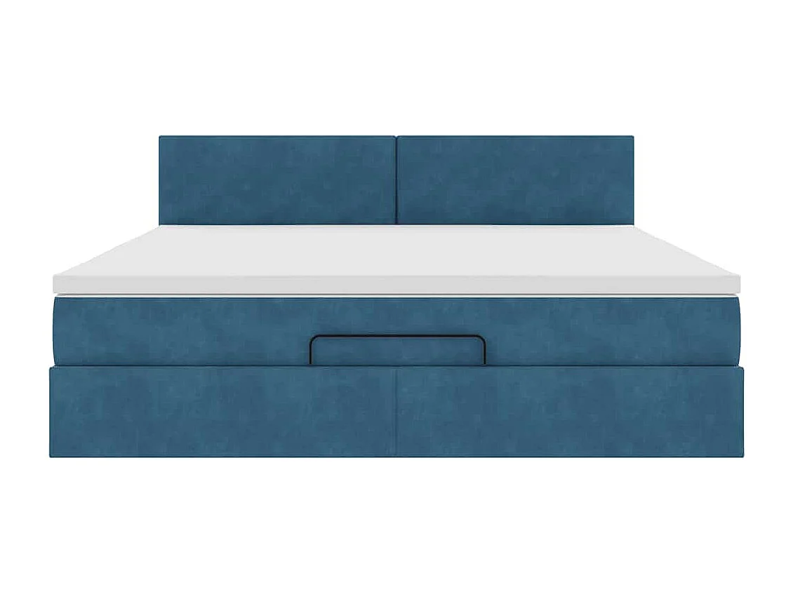 Cadre de lit ottoman avec matelas bleu foncé 180x200 cm velours