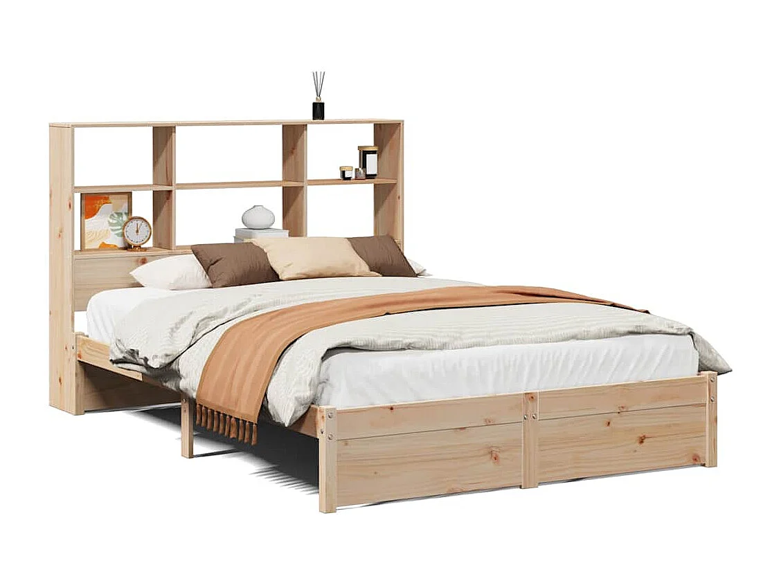Lit bibliothèque sans matelas 140x190 cm bois de pin massif
