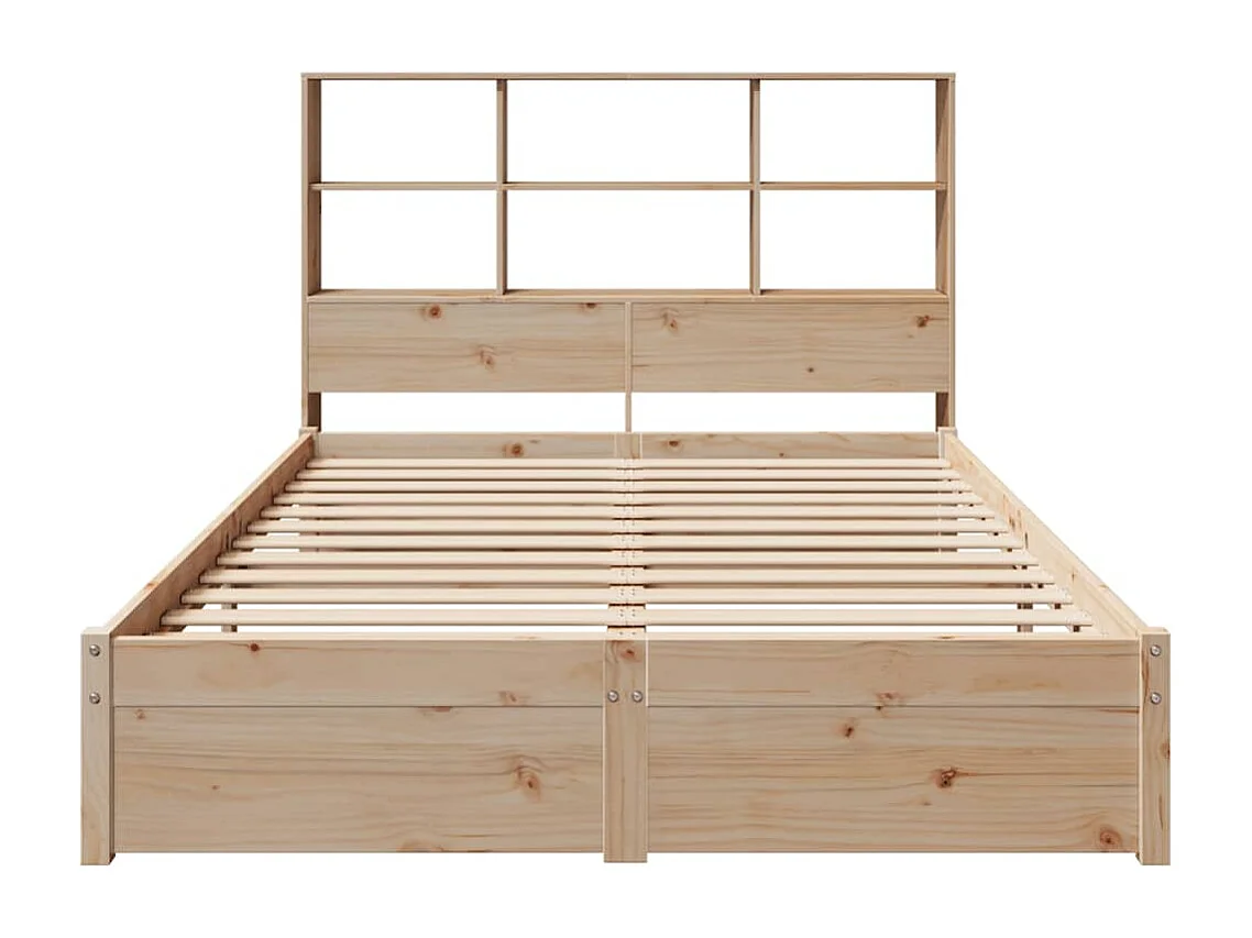 Lit bibliothèque sans matelas 140x190 cm bois de pin massif