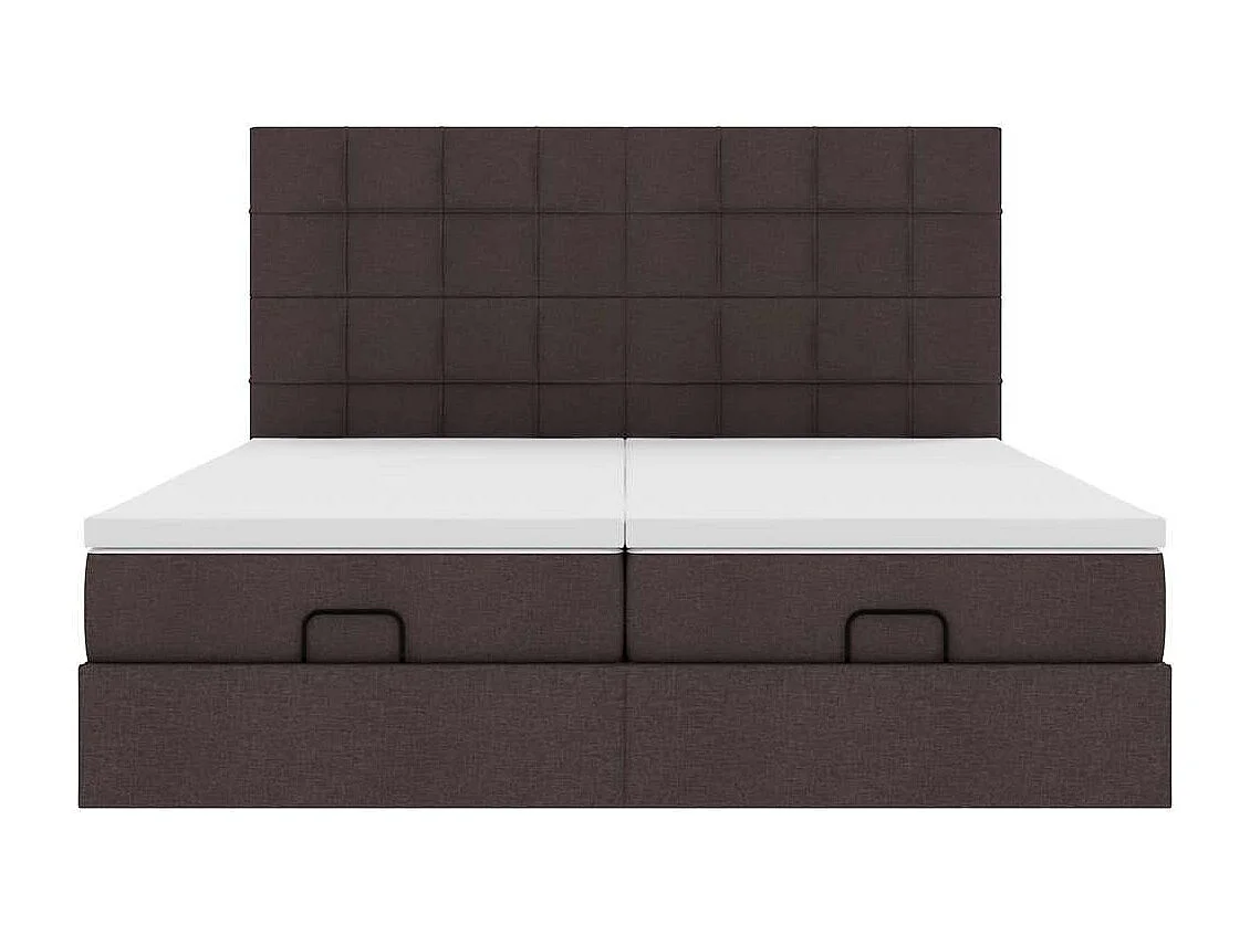 Cadre de lit ottoman avec matelas marron foncé 180x200 cm tissu