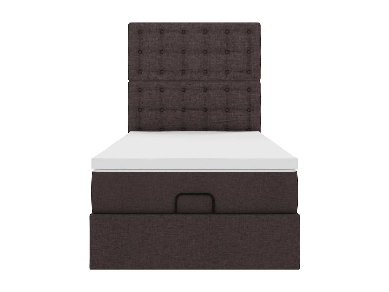 Cadre de lit ottoman avec matelas marron foncé 90x200 cm tissu