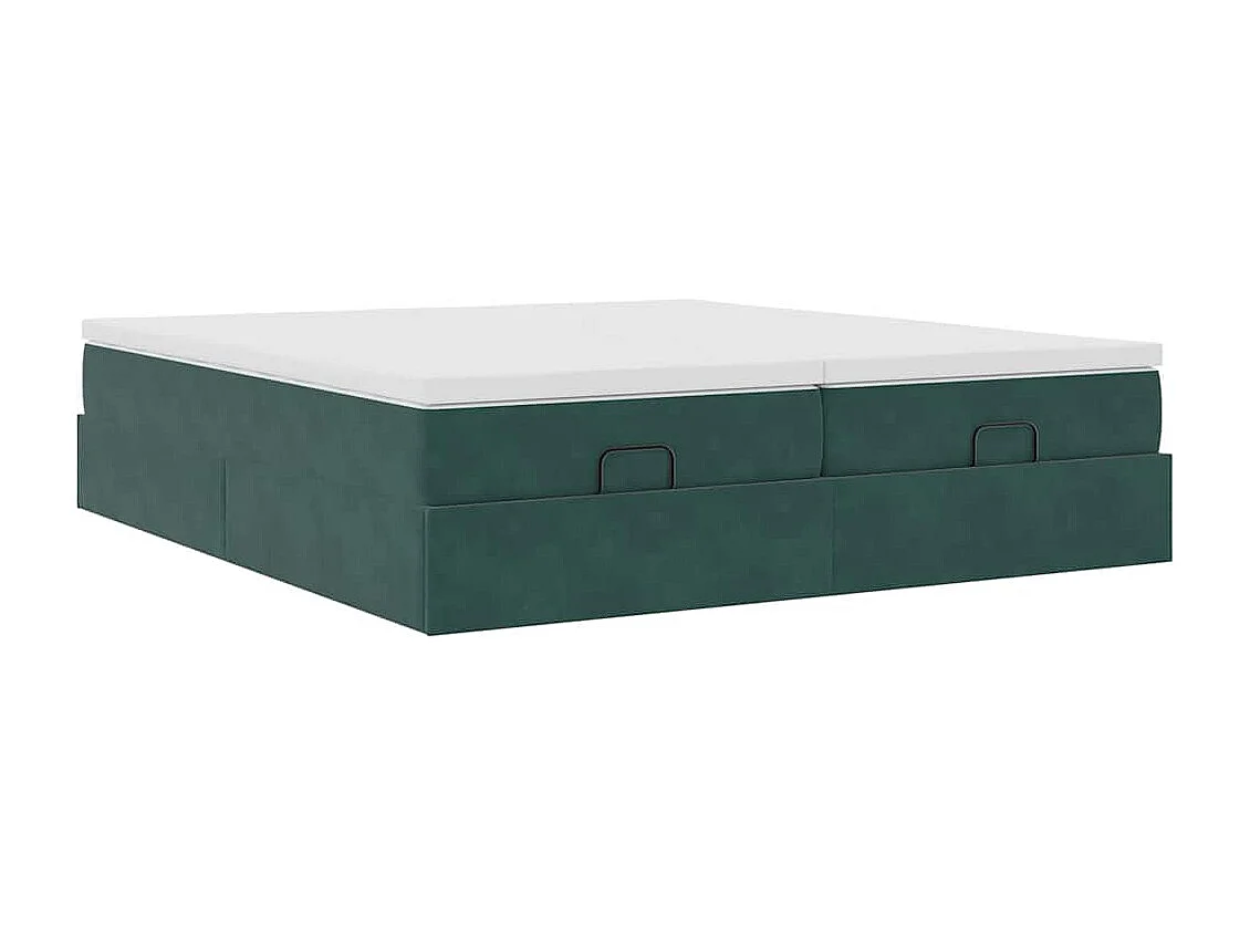 Cadre de lit ottoman avec matelas vert foncé 180x200cm velours