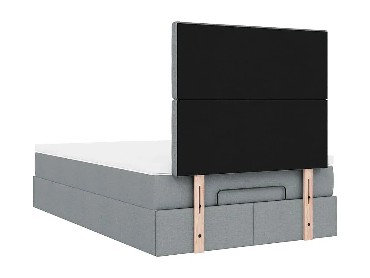 Cadre de lit ottoman avec matelas gris clair 120x190 cm tissu