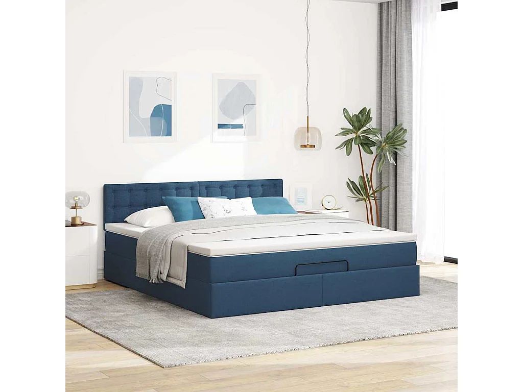 Ottoman bed met matras 160x200cm stof blauw