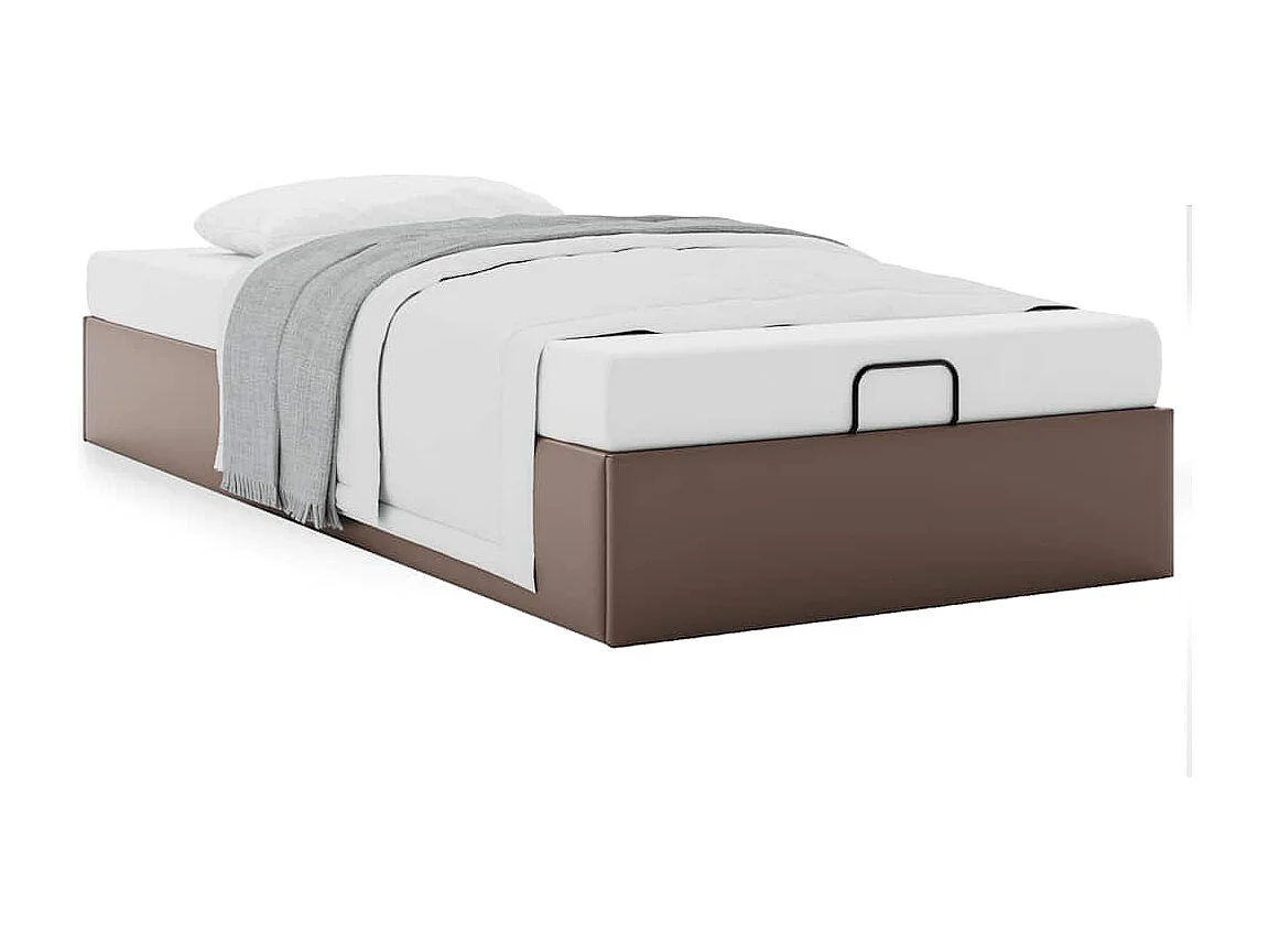 Cadre de lit ottoman sans matelas marron 90x190 cm similicuir
