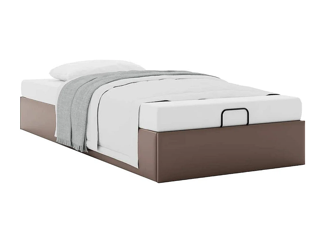 Cadre de lit ottoman sans matelas marron 90x190 cm similicuir