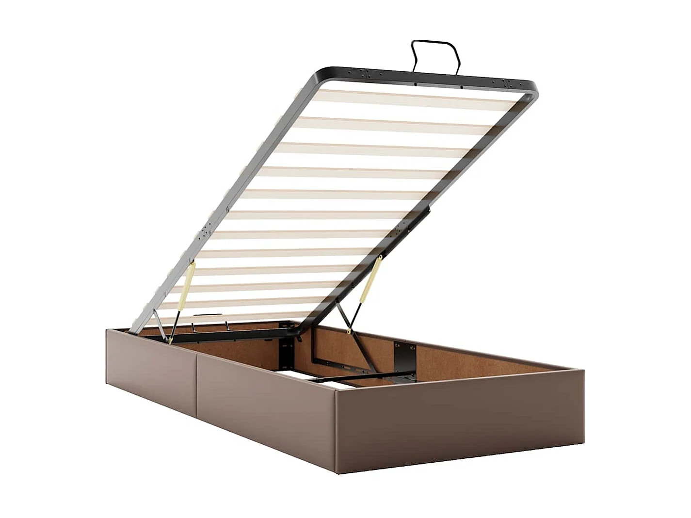 Cadre de lit ottoman sans matelas marron 90x190 cm similicuir