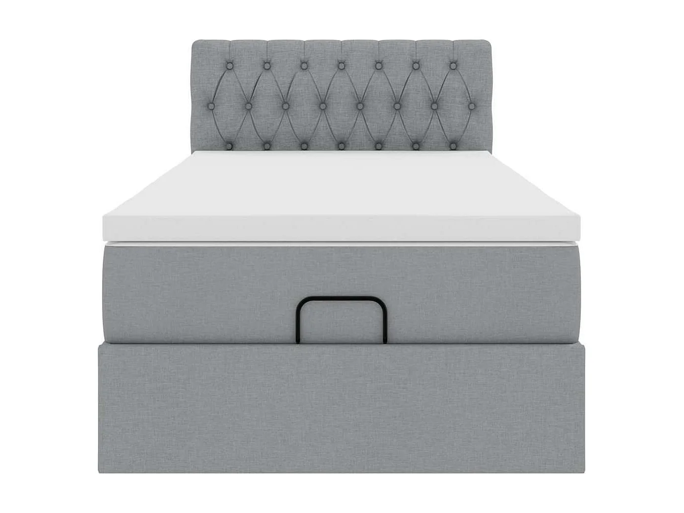 Cadre de lit ottoman et matelas gris clair 100x200 cm tissu