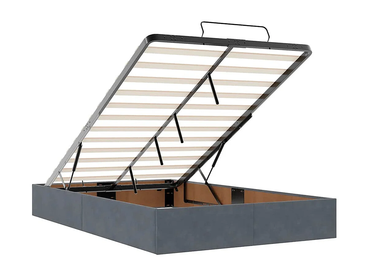 Otomano Bed Frame No Colchão Cinzento Escuro 120x190 cm Veludo