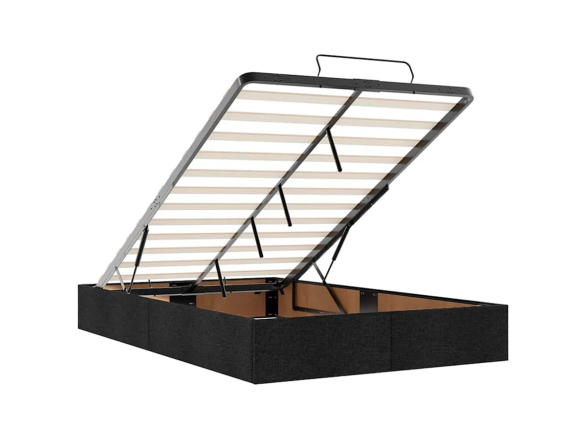 Cadre de lit ottoman sans matelas noir 120x200 cm tissu